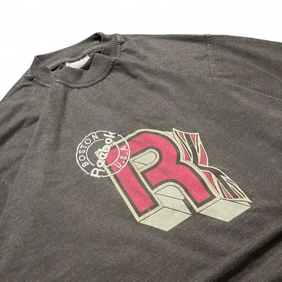 Vintage 90s Reebok Embroidered Boston Usa Dark Gray Sz XL T Shirt - Picture 2 of 6